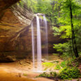 Waterfall in cave at Hocking Hills State Park in Ohio