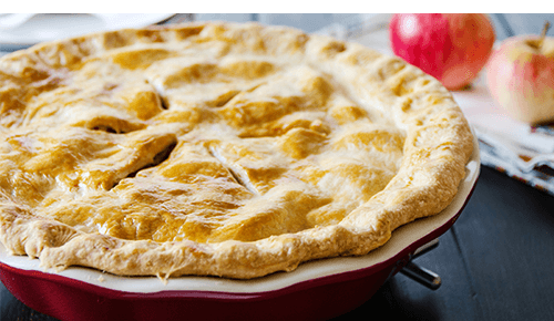 Apple pie in baking dish
