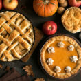 Variety of fall pies on table