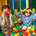 Children playing in ball pit