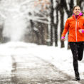 Woman running outside during the winter