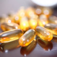 Closeup of fish oil pill capsules