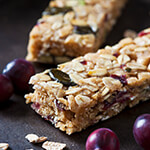 Closeup of granola bars with cranberries