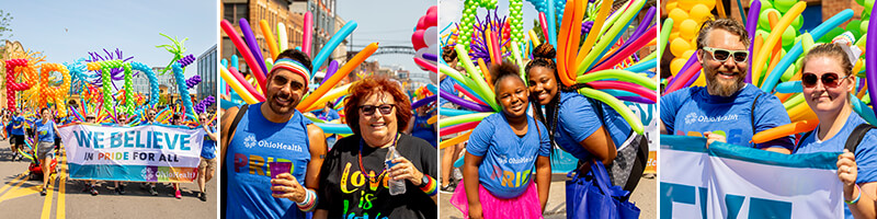 Photos of OhioHealth associates at a Pride parade event in Columbus, Ohio