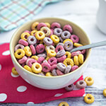 Bowl of fruity cereal loops