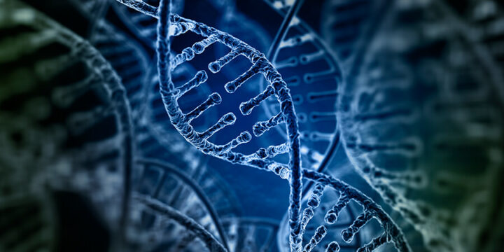 Illustration of DNA strands in human body