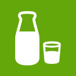 Icon of bottle and cup with kefir in them