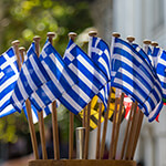 Group of small Greek flags
