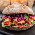 Sandwich with pulled jackfruit and slaw
