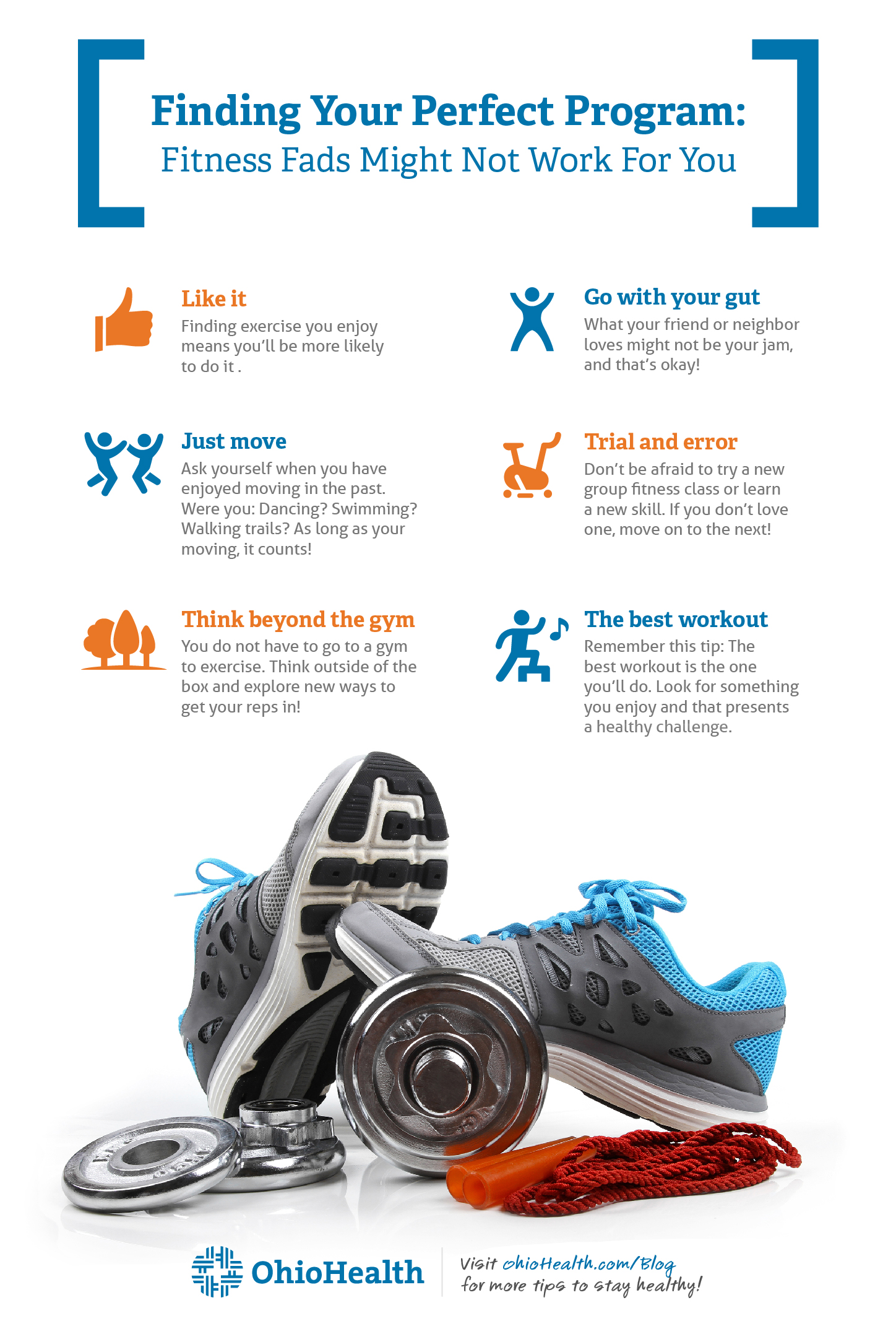 Infographic with tips for finding the perfect workout program for you