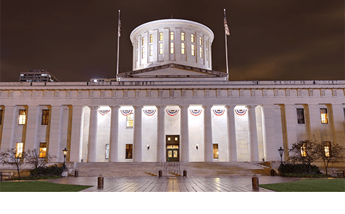 Front view of Ohio Statehouse