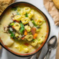 Bowl of Chicken Vegetable Tortellini Soup