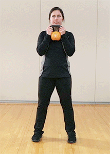 Front view of person performing the Goblet Squat Exercise