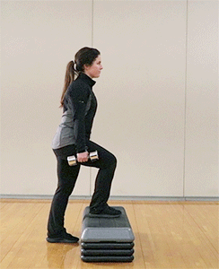 Side view of person performing Step Ups Exercise 
