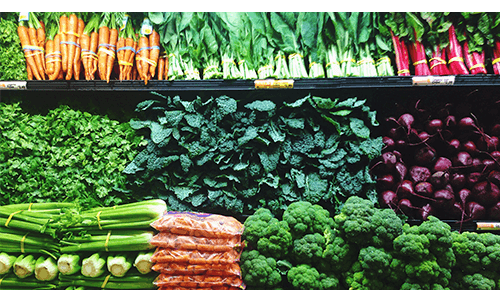 Vegetable aisle at grocery store