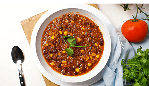 Bowl of Quinoa and Bean Vegetarian Chili