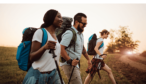 Friends hiking outdoors