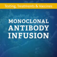 Blue germ background with text on top that says Monoclonal Antibody Infusion