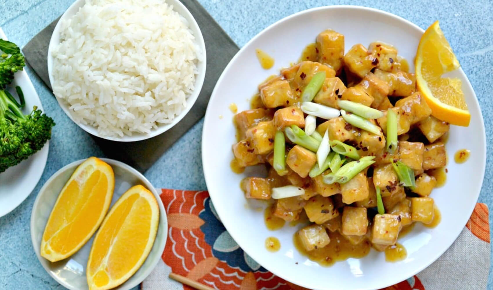 Crispy Air Fryer Tofu with Sticky Orange Sauce