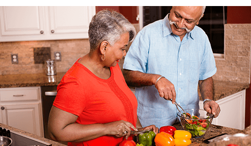 Older couple cooking Older couple cooking