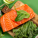 Close up of salmon and other foods with vitamin D