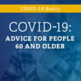 Image of person blowing nose with facial tissue with blue overlay, text on top says COVID-19: Advice for People 60 and Older
