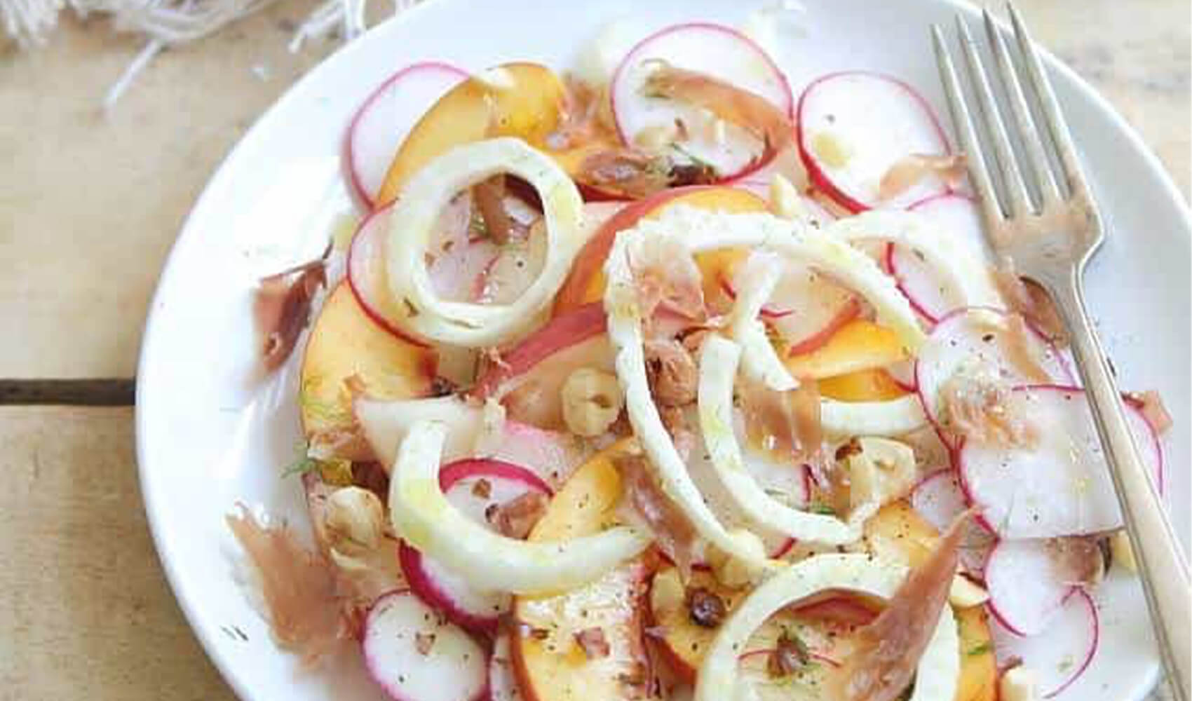 Peach and Radish Salad with Crispy Prosciutto