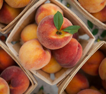 Baskets of peaches