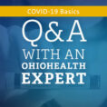 Person holding test tube with blue overlay, text on top says Q&A with an OhioHealth expert