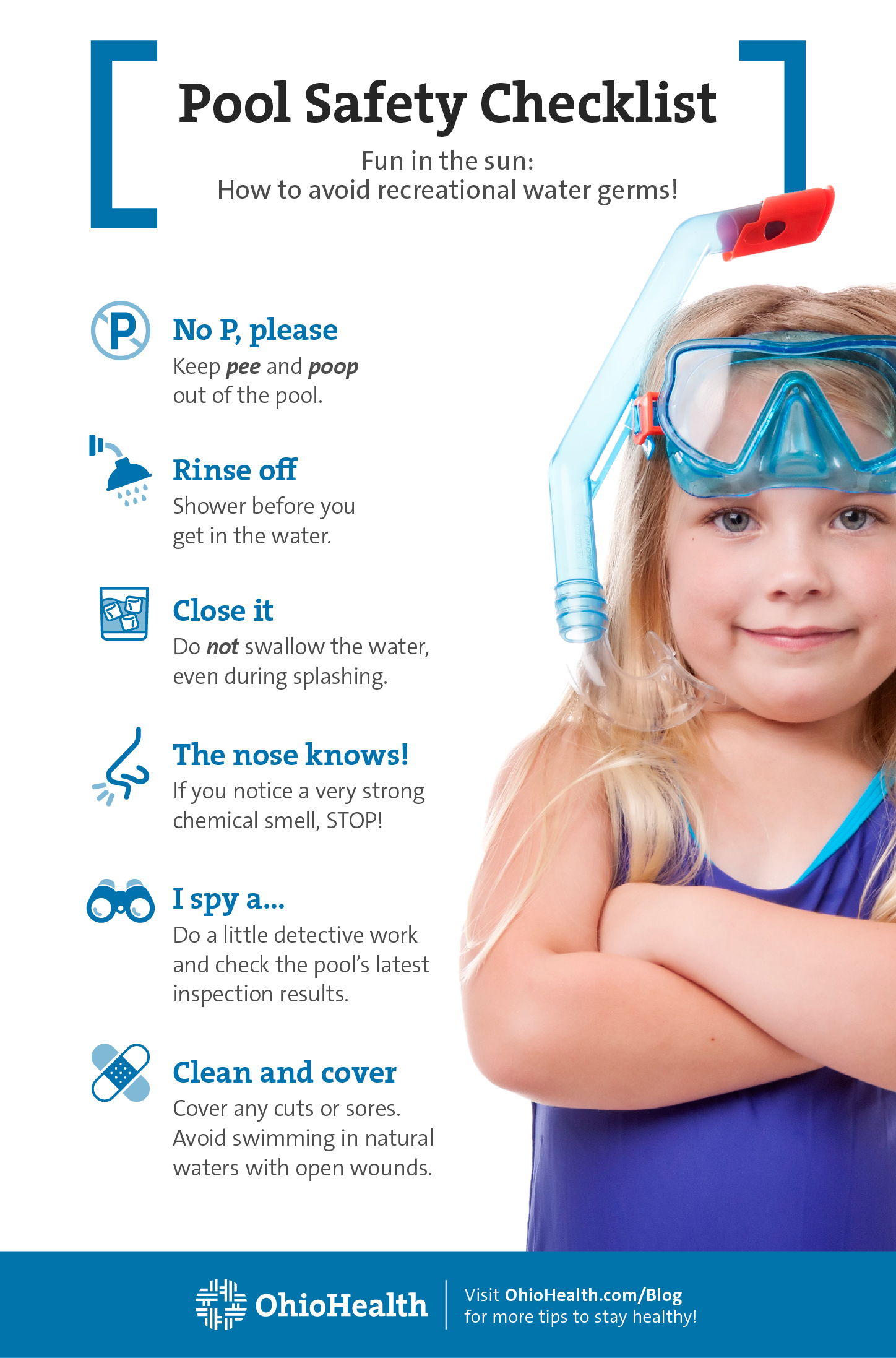 Infographic with tips for pool safety during the summer