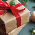 Close of holiday gift packages