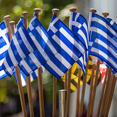 Group of Greek flag suvenoirs