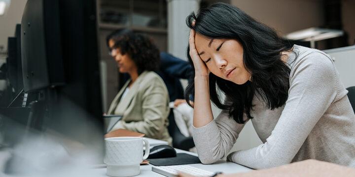 Woman stressed at work