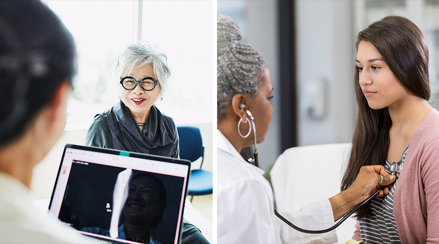 women getting care from doctors