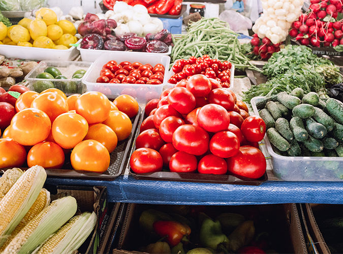 Assorted farmers market close up