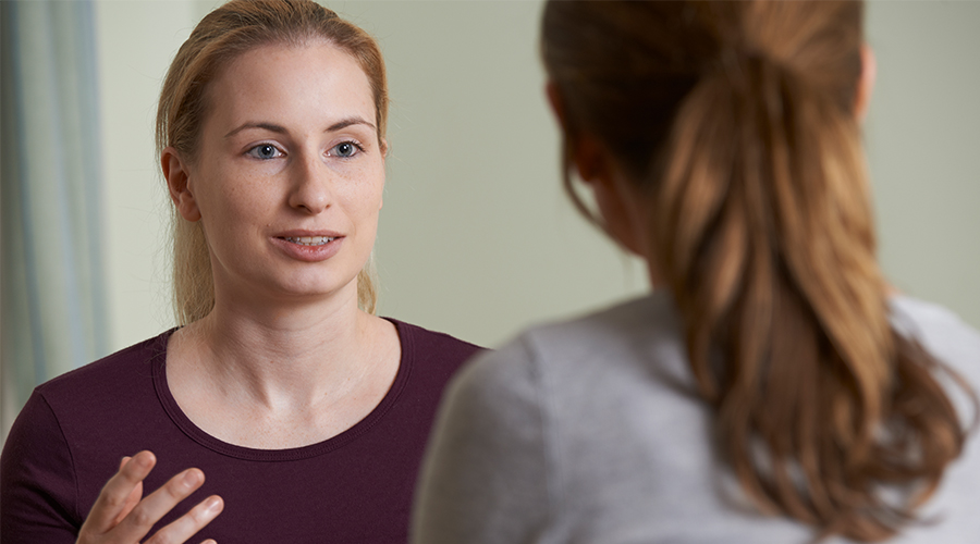 Woman talking to therapist