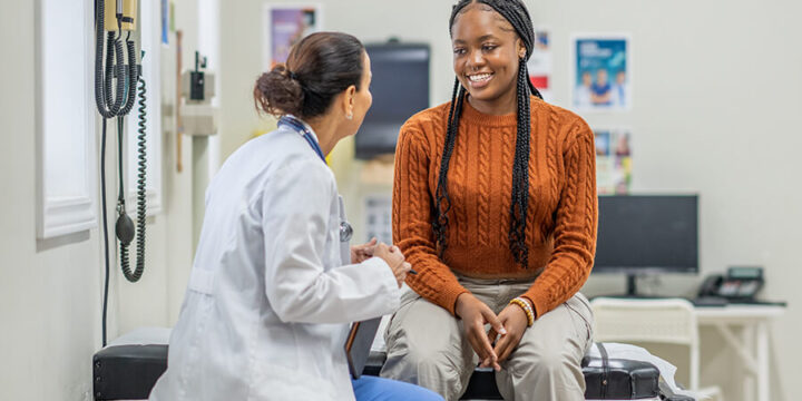 Woman at doctor's visit