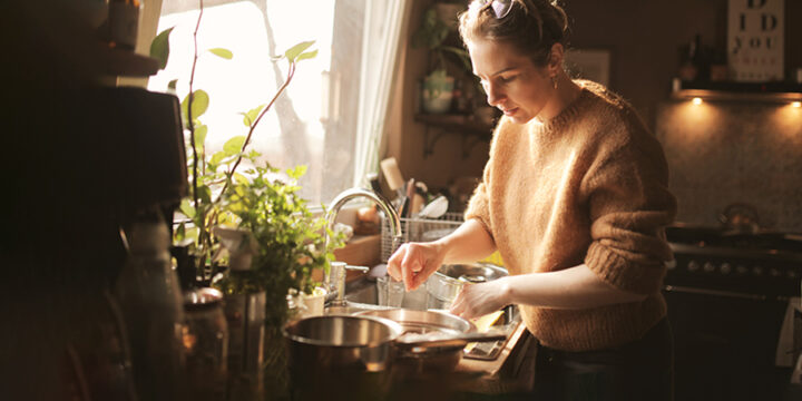 Woman cooking dinner