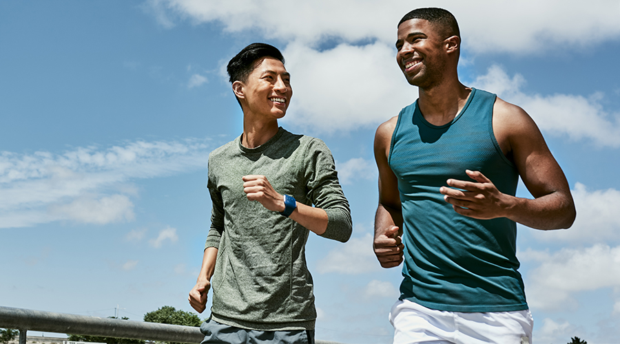 two young men jogging
